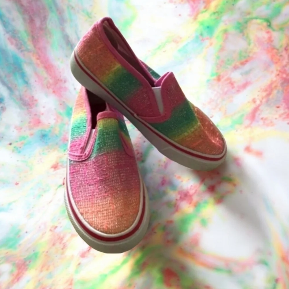 Legendary slip on no laces Rainbow 🌈 colorful sneakers 12 nice look